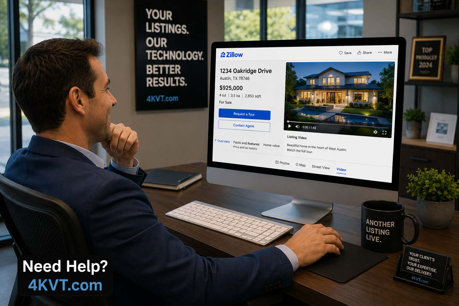 Real estate listing live on Zillow with video playing correctly