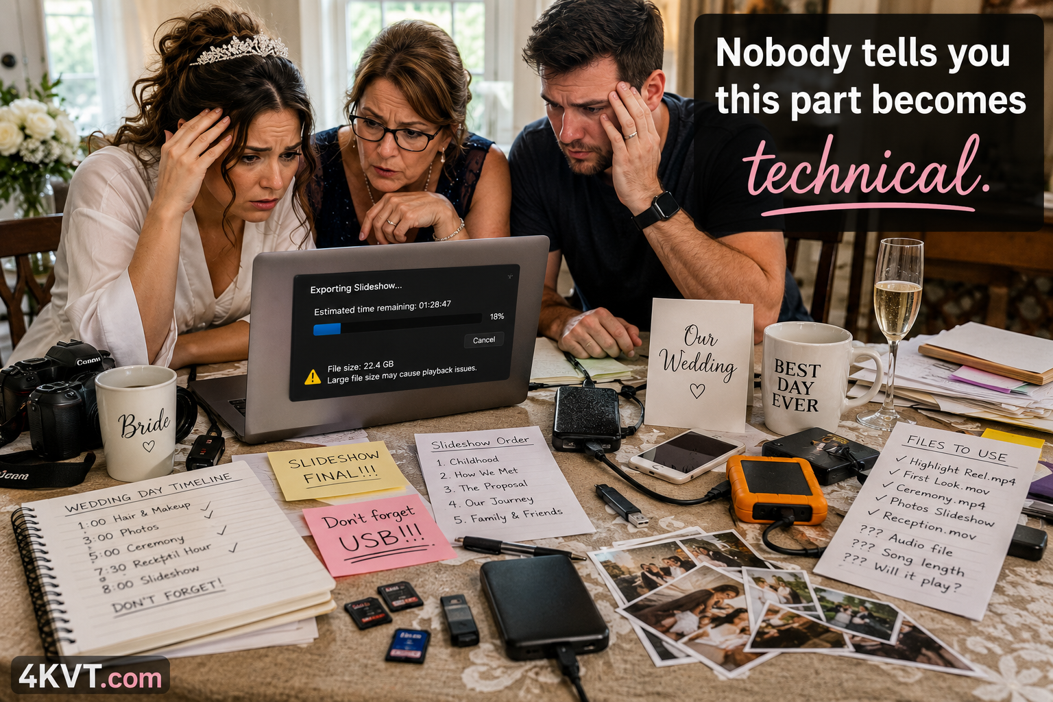 Wedding slideshow technical preparation chaos